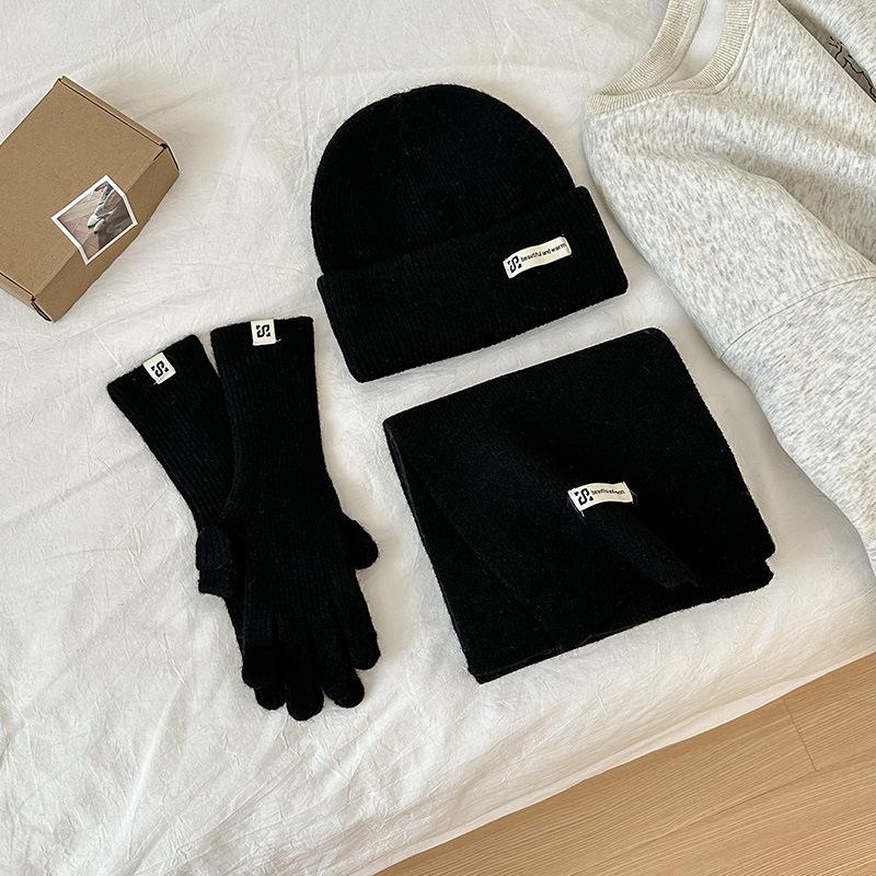Sada 3 kusů Zimní čepice Šála Dotykové rukavice Unisex Pletená Teplá čepice Nákrčník Sada rukavic Pro podzimní zimu Venkovní Denní nošení