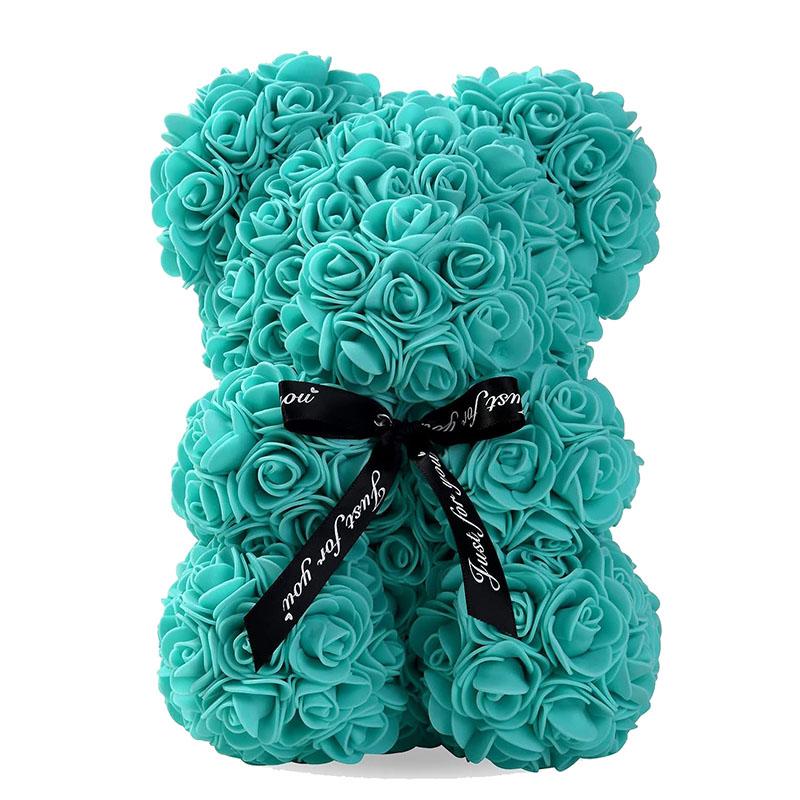 Orsetto di rose 25 cm Orsetto di fiori Orsetto di schiuma artificiale per San Valentino Anniversario Matrimonio Natale Compleanno Festa Regalo