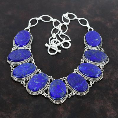 Lapis Lazuli Necklace 925 Sterling Silver Adjustable Chain Necklace Unique Vintage Design Necklace Handmade Gemstone Jewelry Gift For Friend