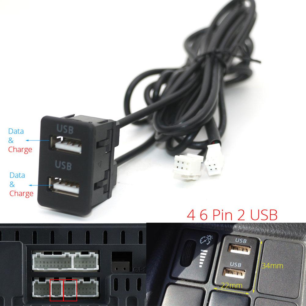 Car Switch Seat 4 6 Pin Dual USB Female Dash Board Shielded Cable Mount Multimedia Player Panel Adapter Extension Android P2D5