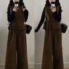 Chic Autumn Plus Size Three-Piece Set: Base Shirt, Stylish Vest, Slimming Wide-Leg Pants