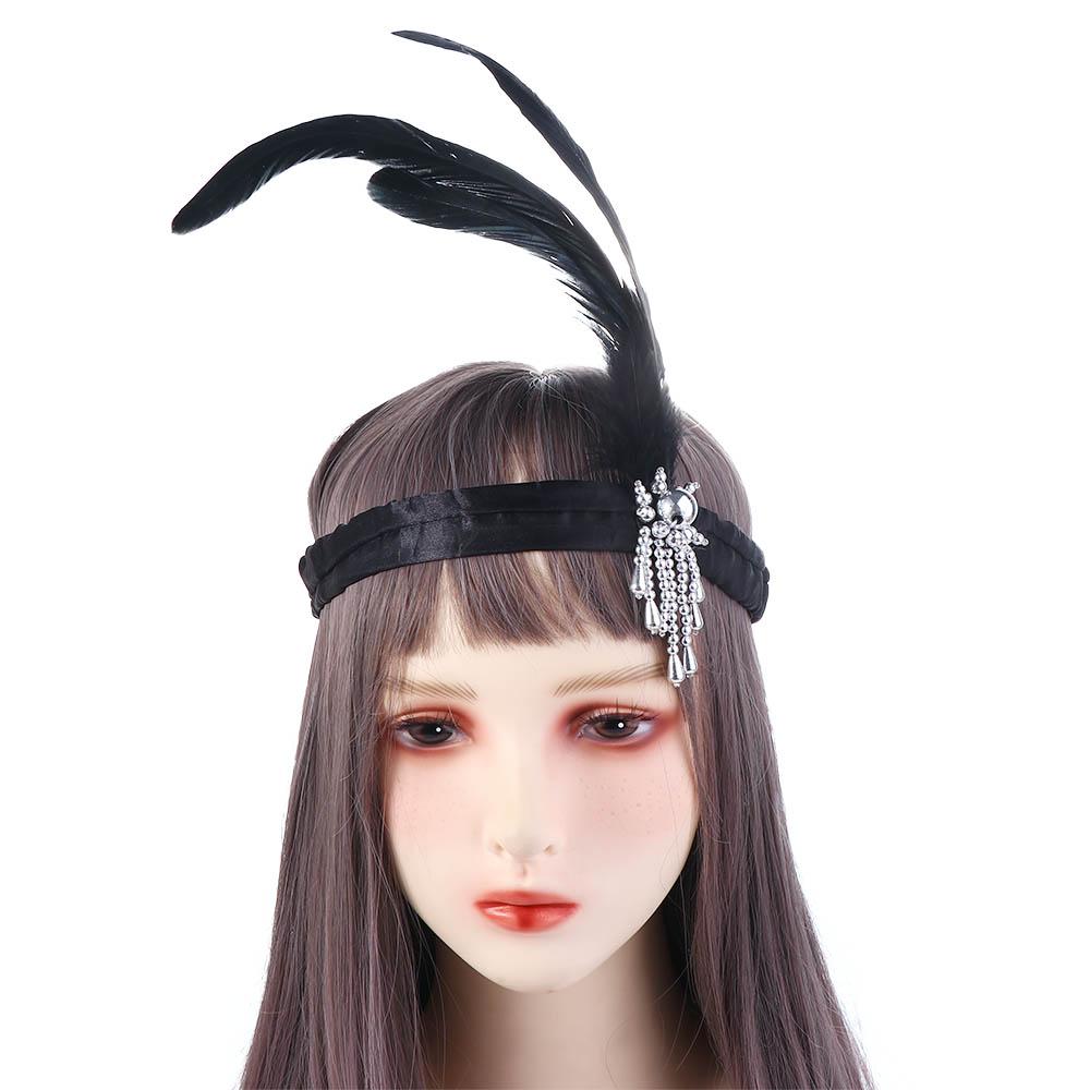 Chain Elastic Hair Band Korean Style Headband Masquerade Party Hair Accessories Feather Headwear