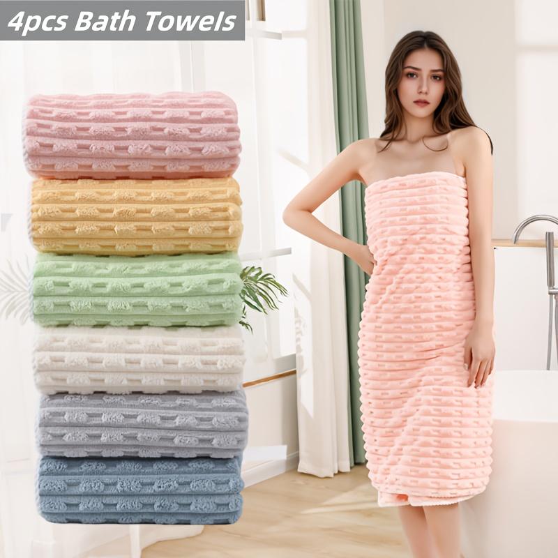 4-Pack Waffle Weave Super Soft Bath Towels, Ultra Absorbent Quick-Dry Microfiber Towels for Adults, Soft Textile & Travel Towels