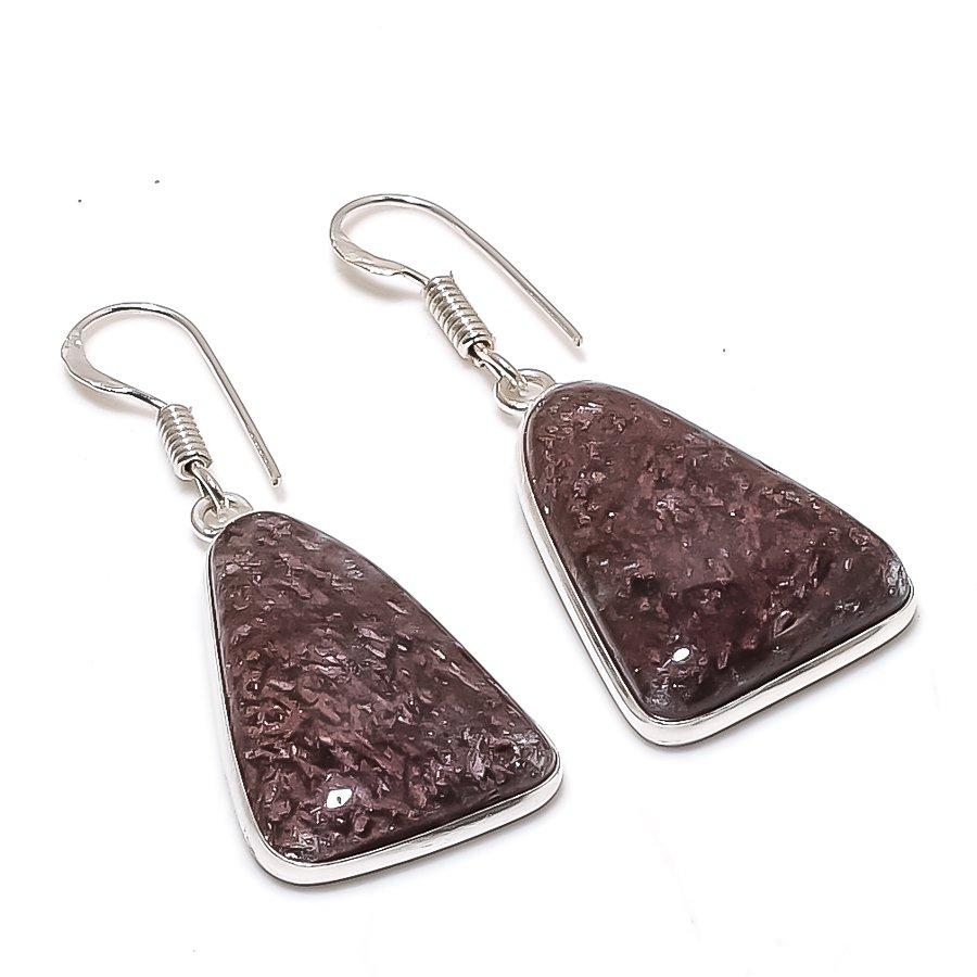 Natural Lodolite Quartz Gemstone 925 Sterling Silver Jewelry Earring 1.69  AE-12487