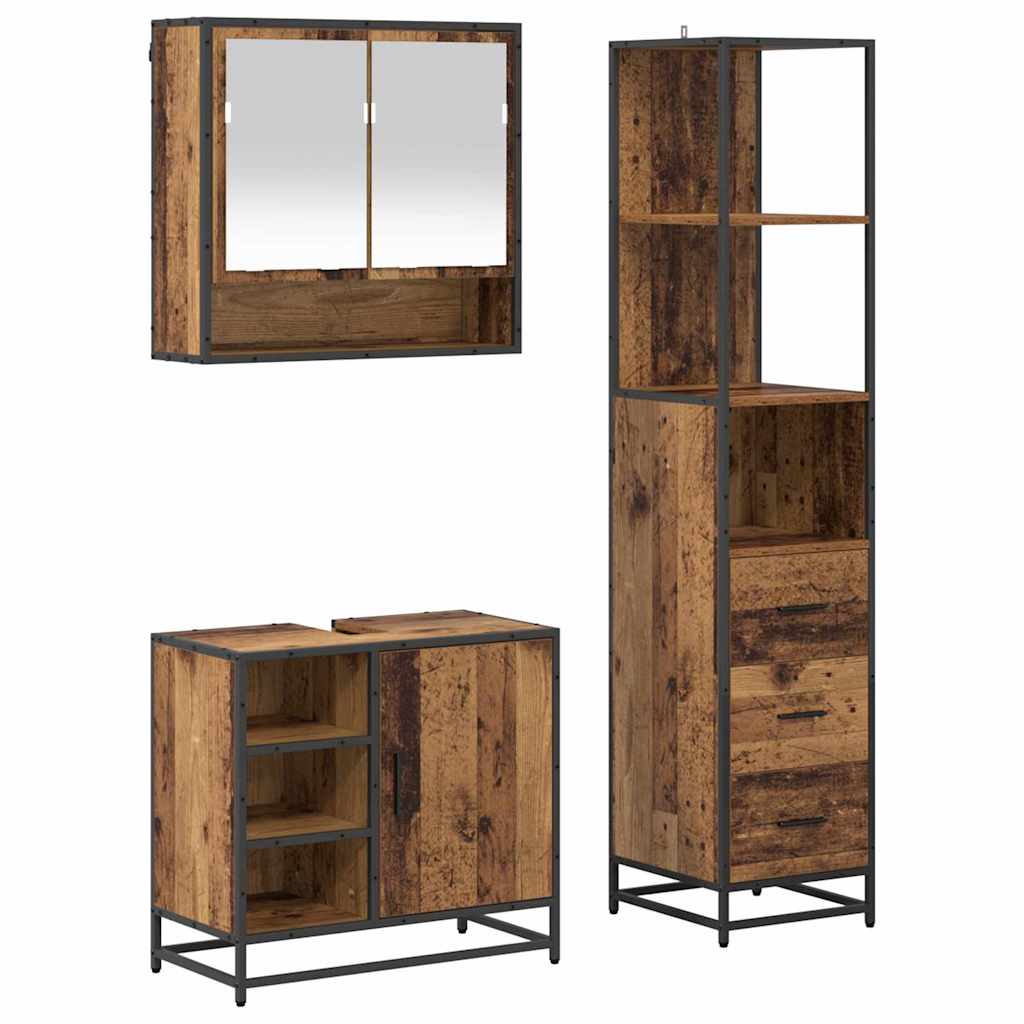 Bathroom Furniture Set 3 pcs Reclaimed Wood 35 x 37.5 x 166 cm