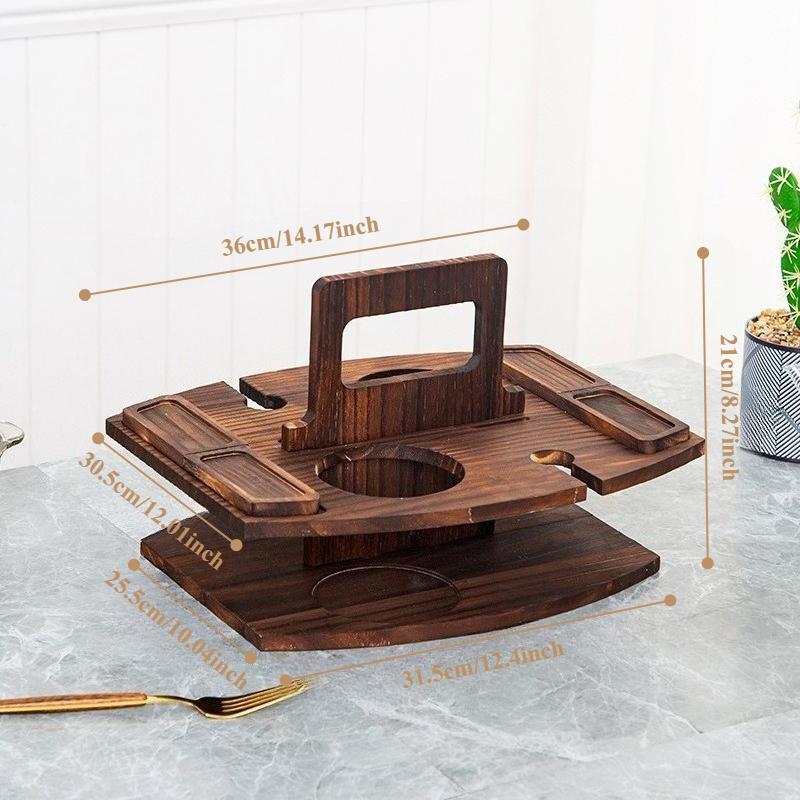 Skládací stůl na víno Venkovní odnímatelný držák na sklenice na víno Skládací stůl Podnos na ovoce a svačiny Přenosný dřevěný piknikový stůl Rukojeť pro přenášení