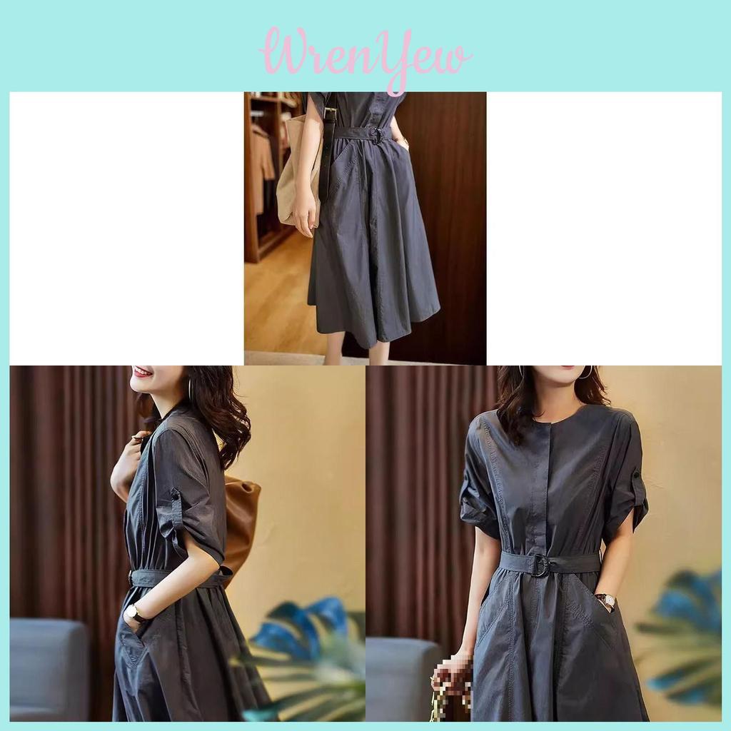 Casual Fashion Workwear Dress With Knitted Fabric And Button Detail For Travel And Leisure