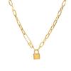 European & American Retro Hip-Hop Lock Pendant Necklace - Gold Cold Style Clavicle Chain for Women