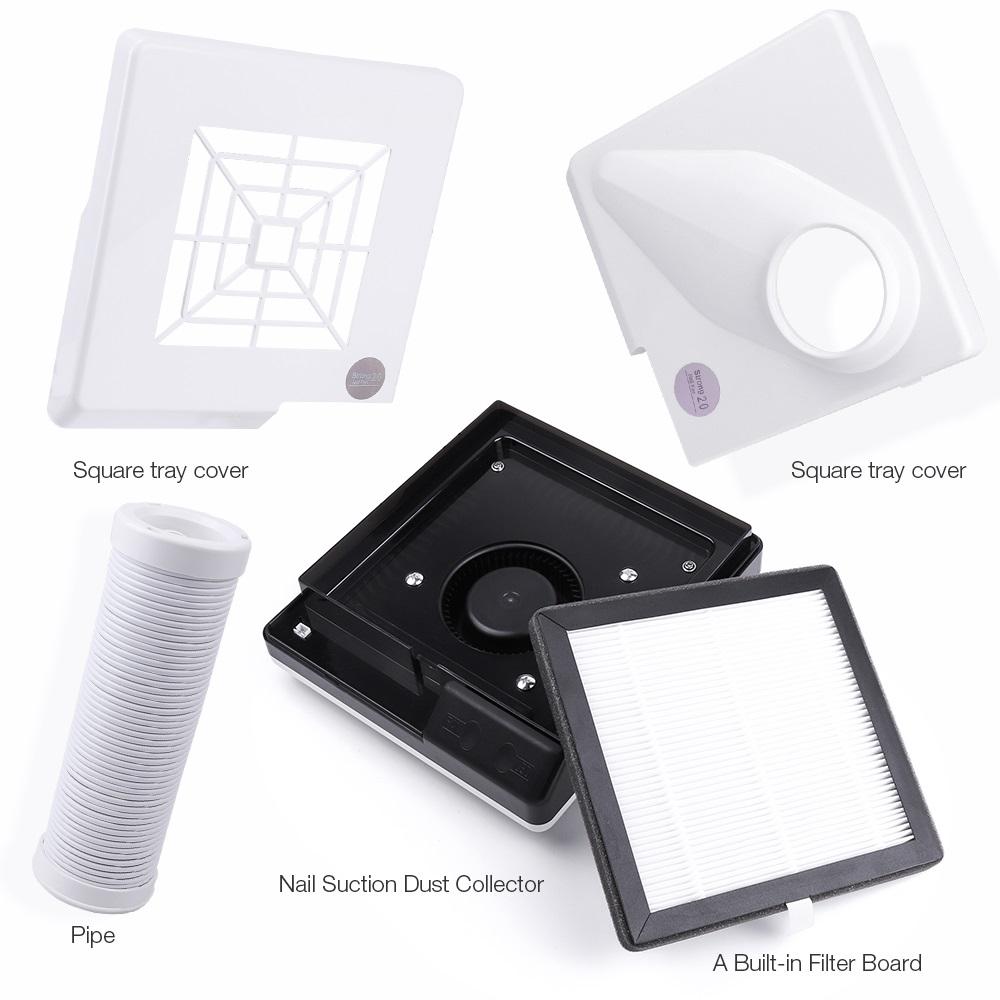Foreverlily 60W Double Use Nail Dust Collector Retractable Elbow Design Nail Dust Extractor Fan Nail Vacuum Cleaner With Tube