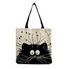 Cartoon Niedliche Flauschige Katze Baumwoll-Leinen-Einkaufstasche - Wiederverwendbar & Vielseitig als Umhänge- oder Handtasche