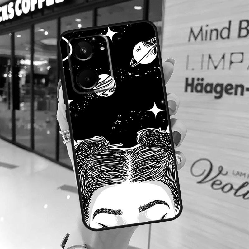 Black Aesthetic Skeleton Digital Art Case For Realme GT7 Pro GT6 11 12 13 14 15 Pro Plus C55 C53 C35 C33 C61 C65 C67 C53 C71 C75
