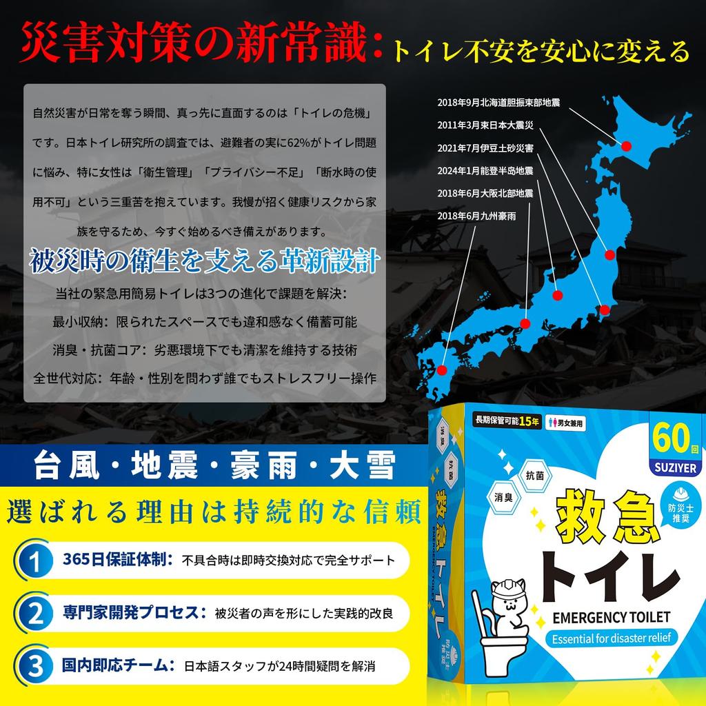 Portable Emergency Includes 60 10g 60 Fecal Disposal 2 Waterproof 5 Sealed and 120 Shelf Perfect for Emergencies and Disaster Toilet, 60-use Set,