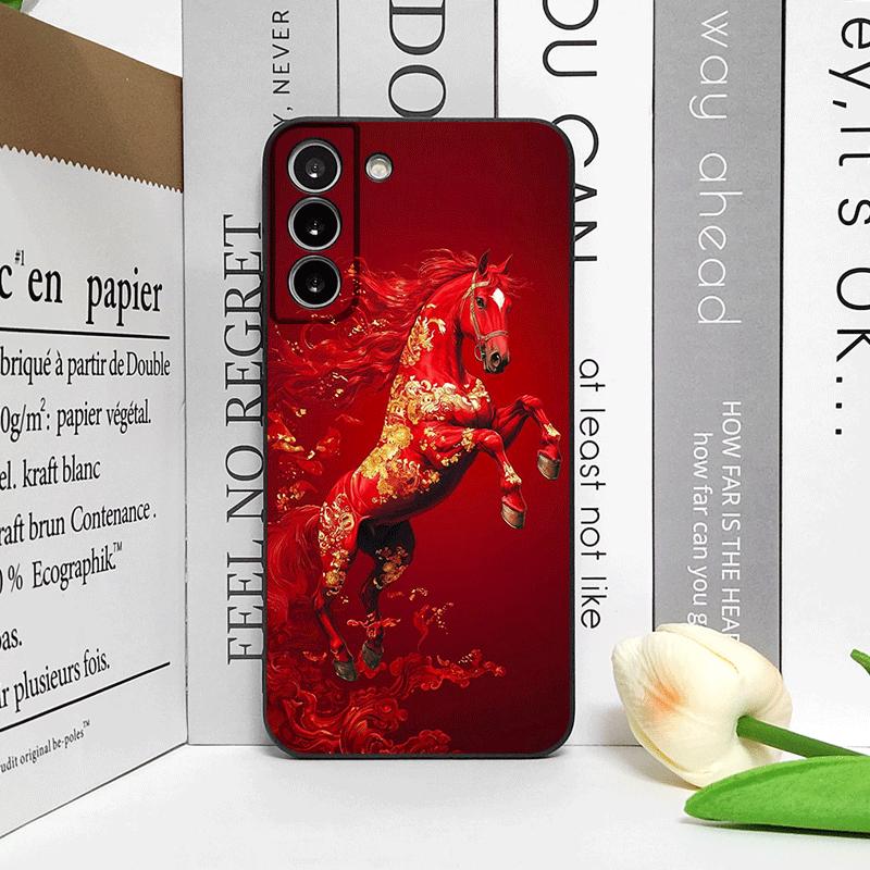 Fashion Chinese-Style Red Horse Print Phone Case for Honor Huawei 200 Lite 100 400 PRO 80 90 Magic 7 6 Lite 5 Pro 5G Soft Cover