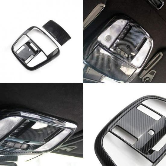 Carbon Fiber Roof Reading Light Lamp Cover Trim Kit For Dodge Charger 2014-