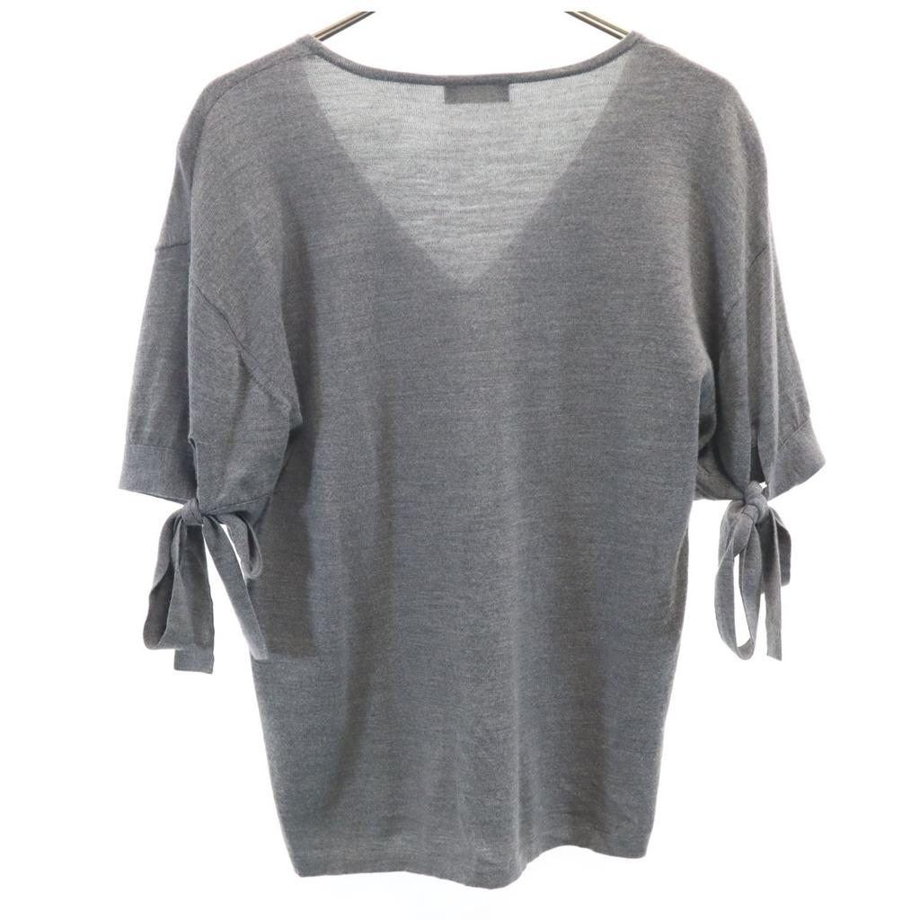 ESTNATION Short Sleeve V Neck Knit 38 Gray Women Used