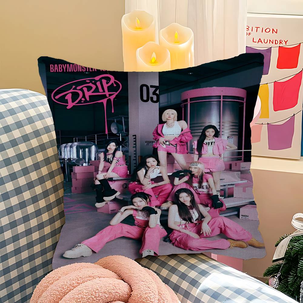 

Kpop B-Babymonster Personalized Pillow Cover Kids Bedroom Wild Party Decor Pillowcase Kid Birthday Shower Gift 24x24Inch
