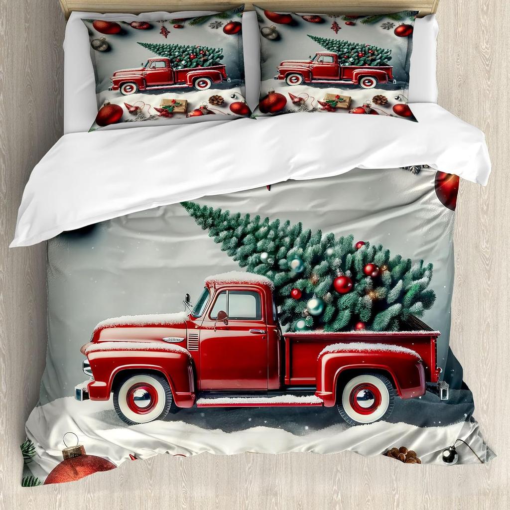 Christmas Tree Duvet Cover Set Queen King Size Botanical Pattern Quilt Cover Bedding For Kids Girls Teens Room Deco 3 Piece Set