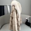 Faux Fox Fur Detachable Large Lapel Fur Down Jacket Women Winter Medium Long Loose White Goose Down Coats