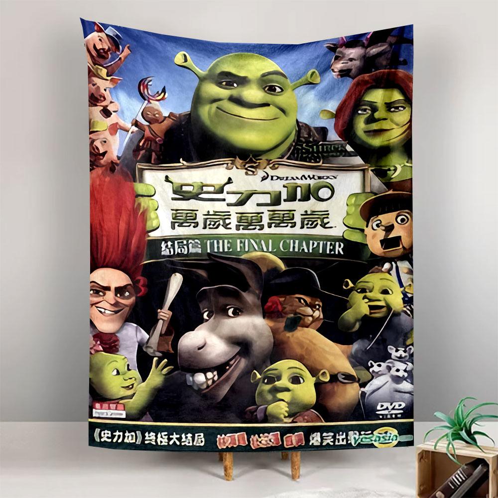 Shrek Final Chapter Tapestry Wall Hanging, Shrek Forever After Movie Poster, Family Wall Decor for Bedroom Living Room Dorm