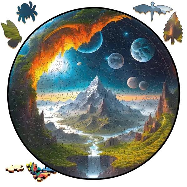 Earth Scenery Round Wooden Puzzle Art Unique Shaped Pieces Wooden Toys for Adults Perfect Christmas birthday Landscaping Gift
