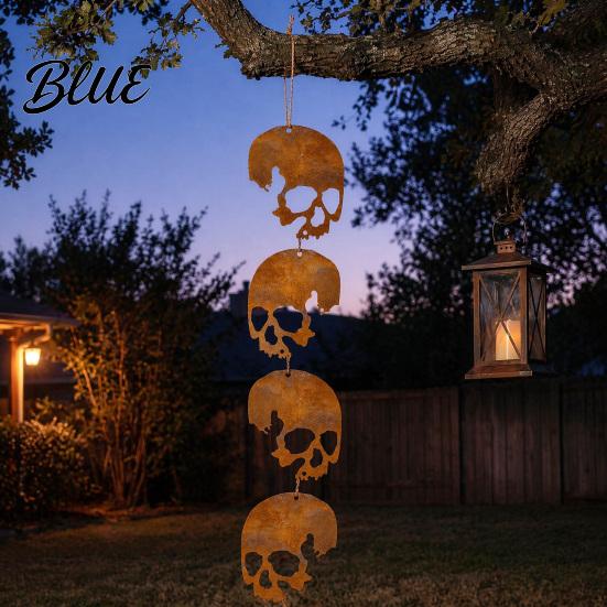 Classic Halloween Yard Decoration Skull Hanging Ornaments Metal Garden Sign Decorative Smooth Finish Decor Shaped Tags for Indoor Outdoor Anti-rust