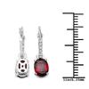 Garnet Oval Stud Earrings 925 Sterling Silver Rhodium Plated White Topaz Halo Fine Jewelry Gift for Women