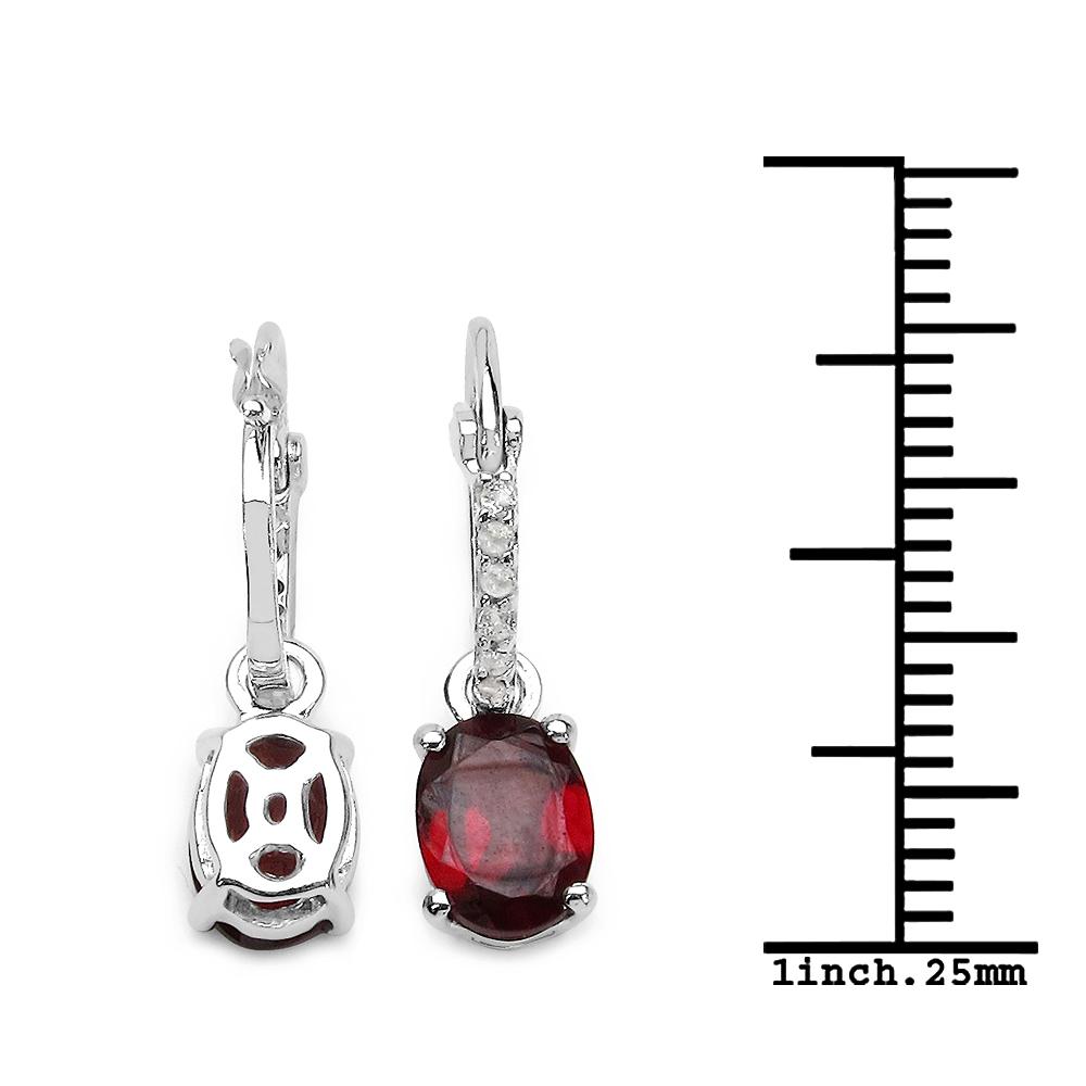 Garnet Oval Stud Earrings 925 Sterling Silver Rhodium Plated White Topaz Halo Fine Jewelry Gift for Women