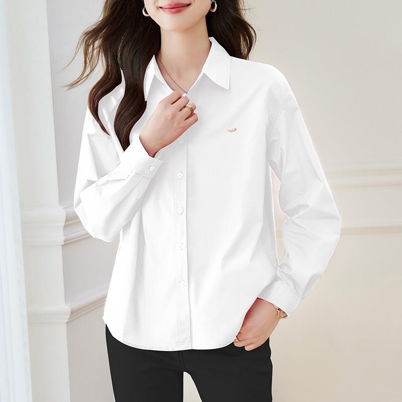 

Дизайн-сенсорный Лацкан Французская рубашка Новая Летняя Приталенная Темпераментная Высококлассная с Длинным рукавом XL белый