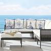 Bonhause Nautical Sailing Throw Pillow Covers 18 X 18 Inch Set of 4 Sailboat Compass Lighthouse Decorative Pillows Case Polyester Linen Cushion