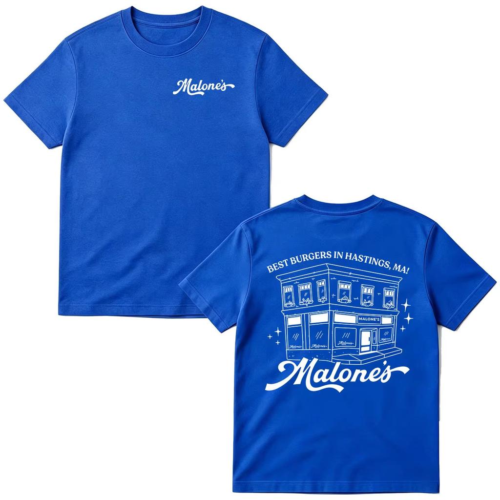 Summer Fashion Trendy Tee Men Women Vintage Top Malone's Bar Off Campus TV Series T-shirts Best Burgers In Hastings MA Briar University