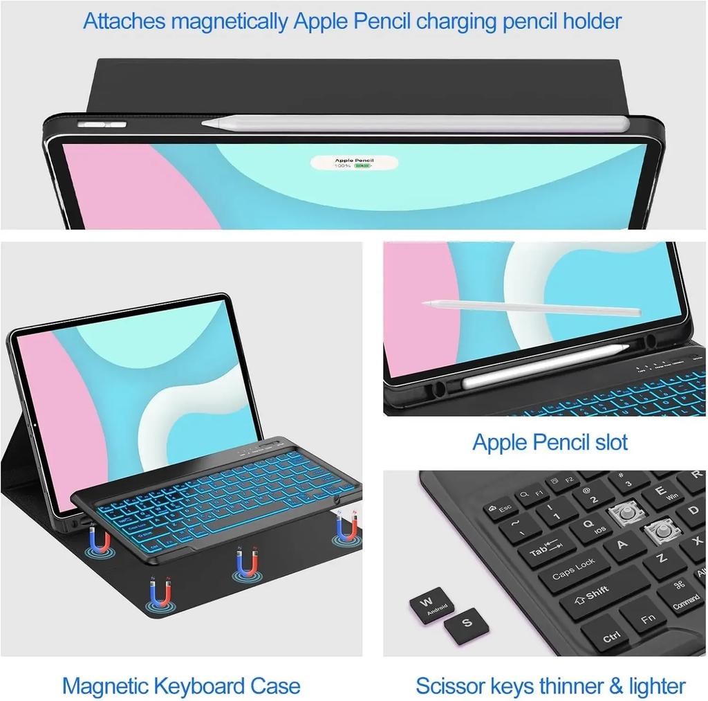 Circular Keyboard Case & Mouse for Samsung Galaxy Tab A8 10.5inch Tablet Spanish/Japanese/Hebrew/Arabic/Ltalian Keyboard Cover