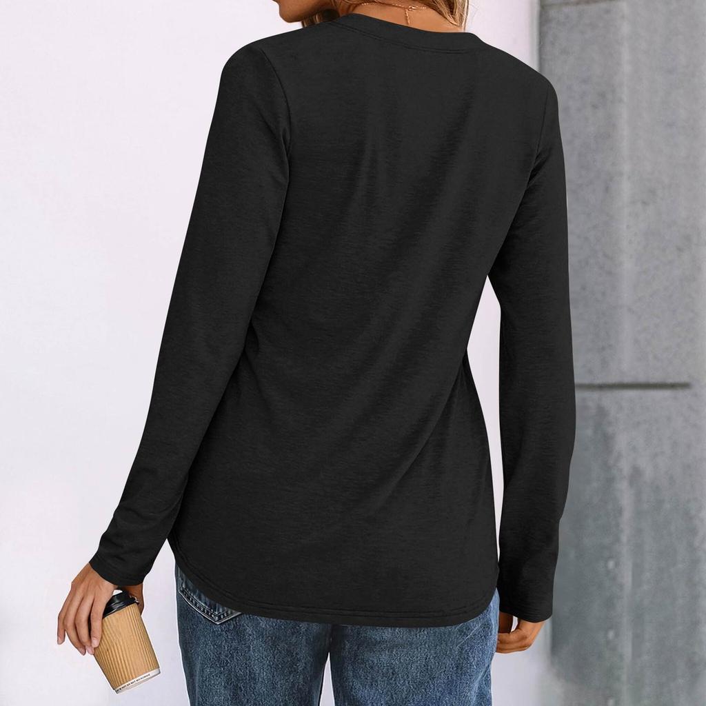 Women's Solid Color Long Sleeve Shirts Elegant Casual Tops Trendy Shirts Tops