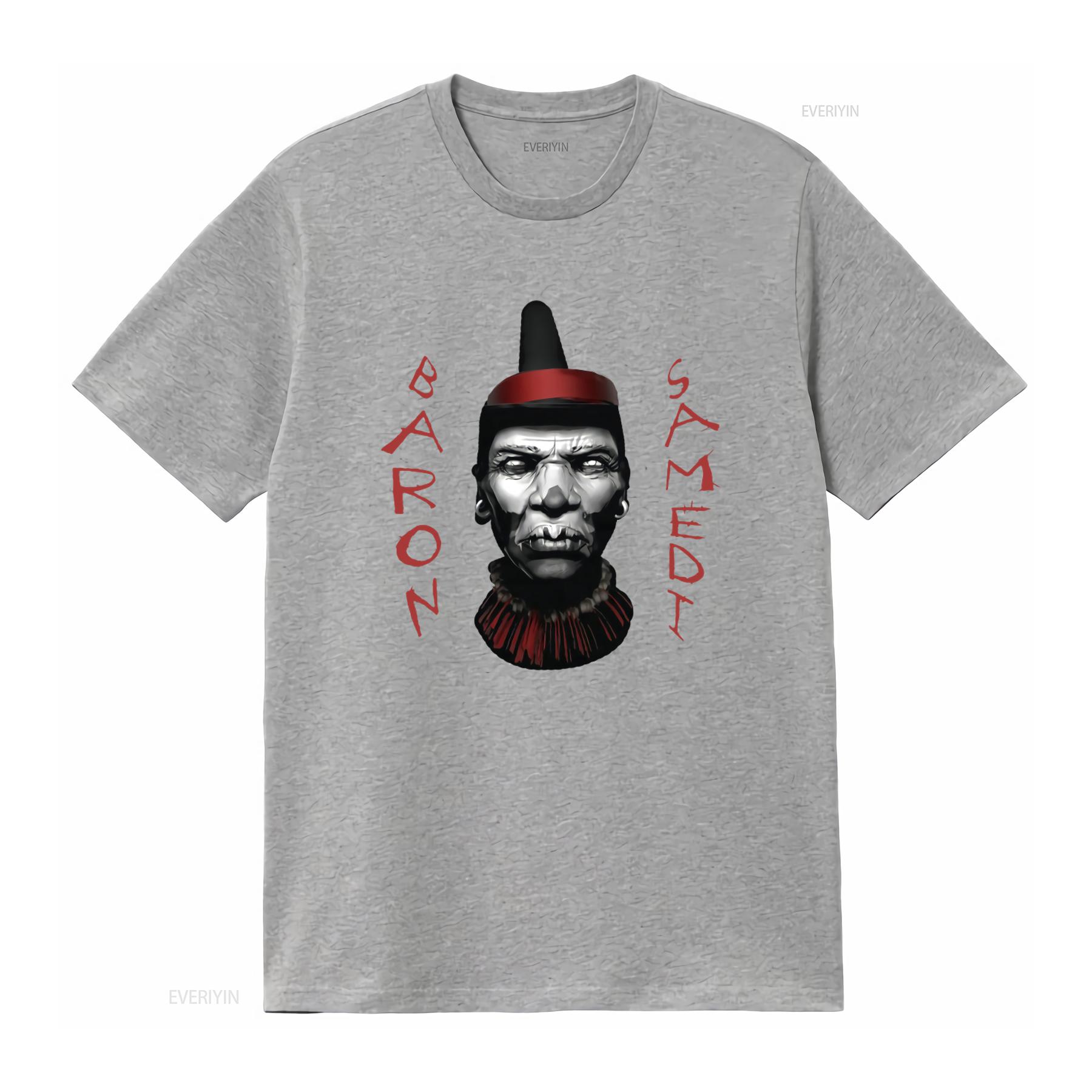 Baron Samedi Print T Shirt for Fashion Streetwear vintage Washed streetwear Soft Stretched Versatile Unisex fashion homme S