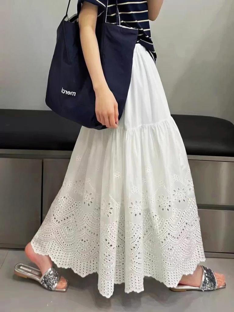 2026 European Fashion High Waist A-Line Hollow Out Slimming Skirt for Women - Spring Collection