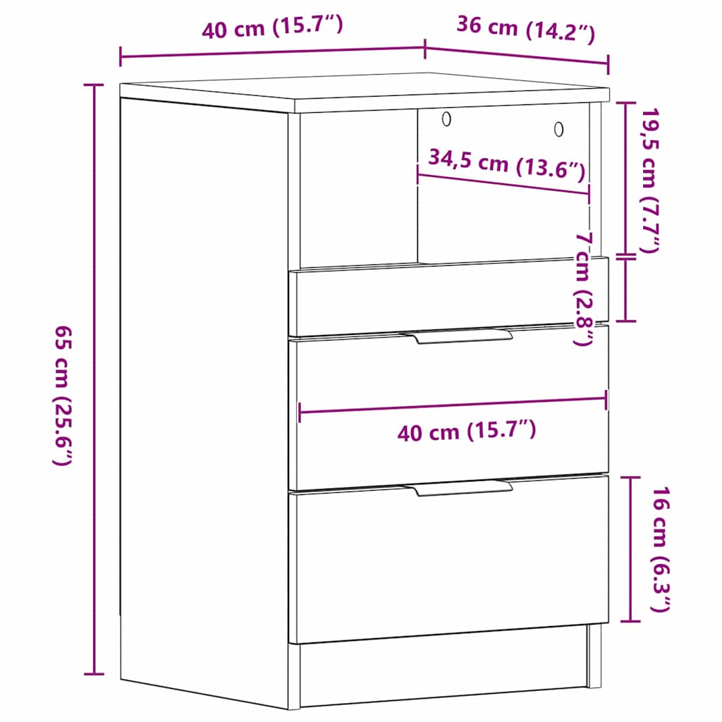 Nightstand Set of 2 Black Oak Effect 40 x 35 x 65 cm