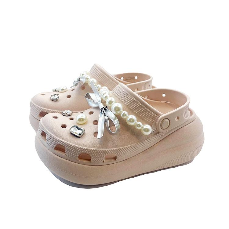 Crocs Kiss Eternal Mark EVA Süß und Niedlich Dekorative Schnalle Lochschuhe Unisex Rosa