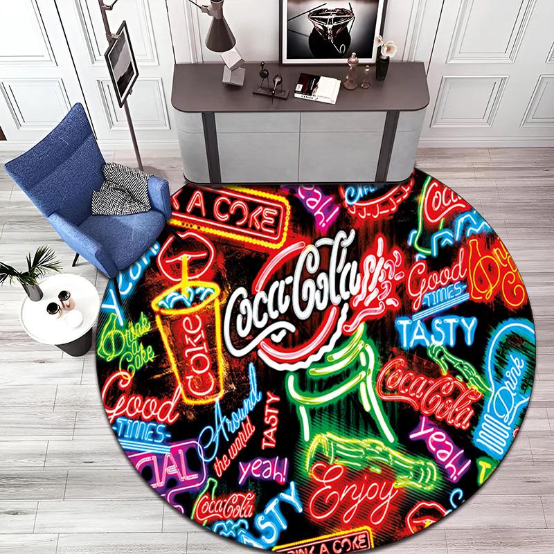 Christmas Gift Halloween Theme Bear Truck Coca Cola Round Carpet Soft Home Decoration Corridor Table and Chair Anti Slip Outdoor Floor Mat Carpet H14