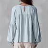 Women's Loose-fitting, Casual, And Sweet Blouse With Ruffled Trim And Puff Sleeves.