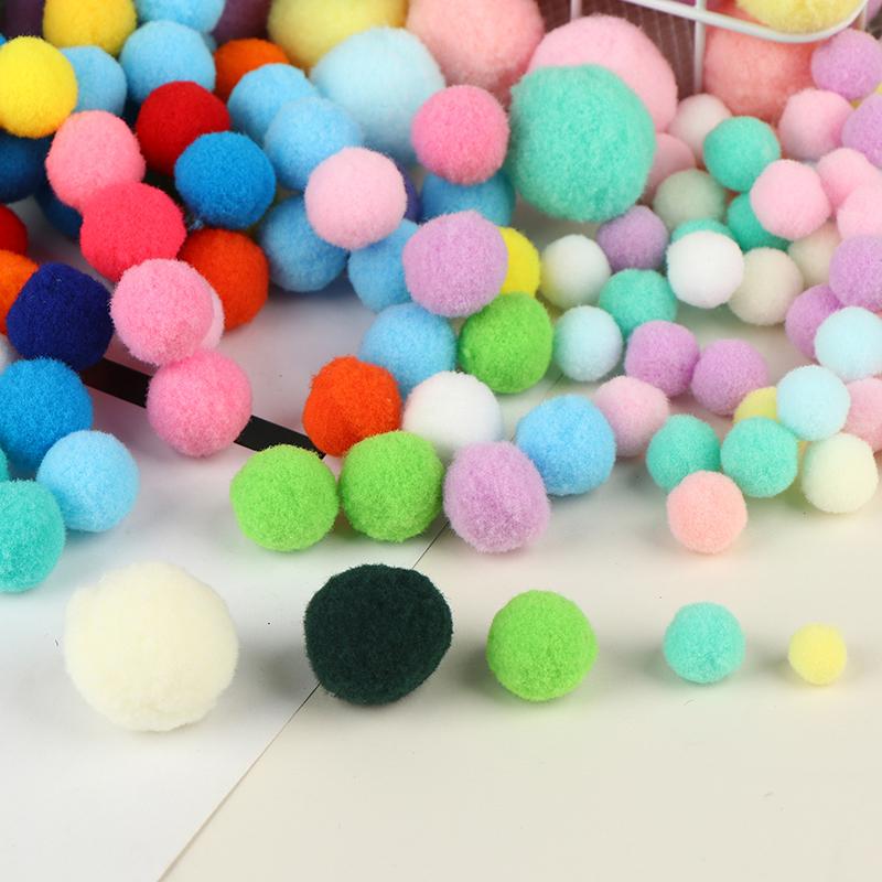 10-30MM Soft Fluffy Pom Poms 100Pcs for Kids DIY Craft Supplies Handmade Art Balls Decor Projects
