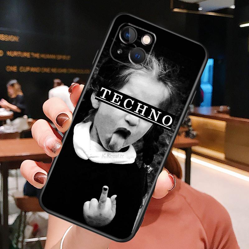 Techno Music Case For iPhone 14 15 Pro Max 11 12 13 Mini X XR XS Max 7 8 14 Plus SE 2022 2020 Soft Cover