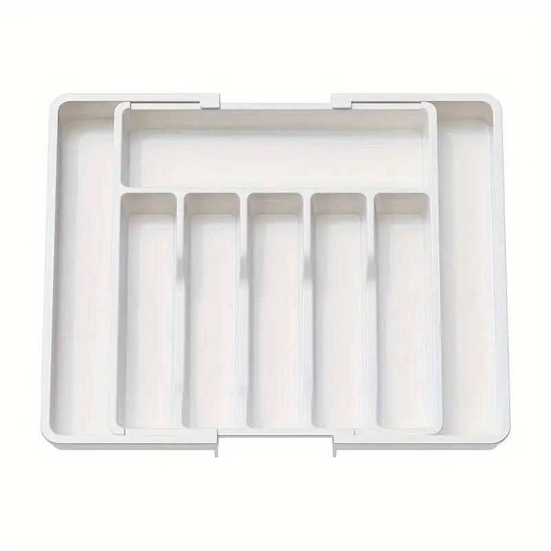 New Popular Adjustable Cutlery Organizer - Upgraded Plastic Storage Tray with Dividers Fork and Knife Drawer Organizer