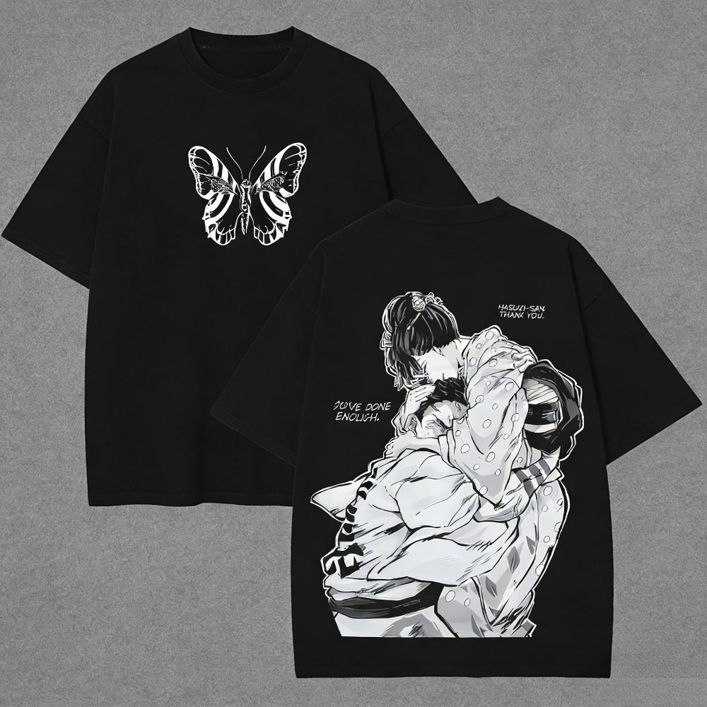 

Butterfly Anime Print Cotton TShirt Japanese Streetwear Graphic Tee Casual Style S