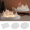 Flexible Silicone Mold Set for DIY Street Scene Candle Holders and Night Lights with Trees and Houses Designs