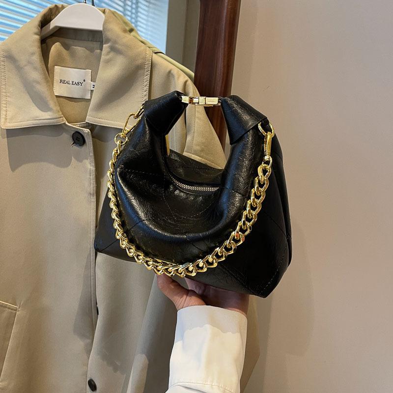 

Hand bag 2025 new high-end messenger bag diamond chain handbag design soft leather dumpling bag women чёрный