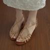 Woven and Hollowed-out Vacation Style High-heeled Roman Shoe Women's Summer Open-toe Sandals Devotion