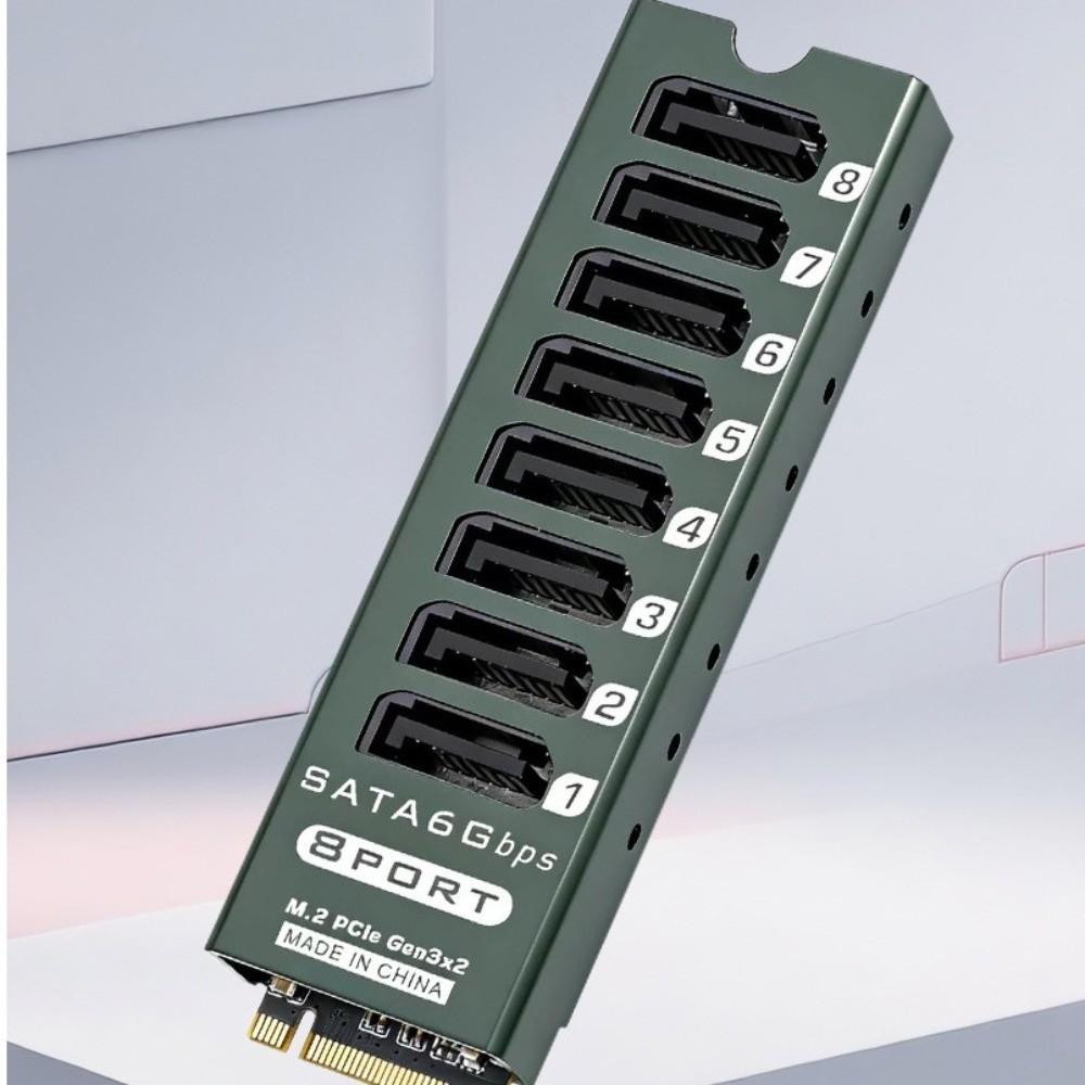 16Gbps Interface SATA Expansion Card 8 Port NGFF SATA Adapter M.2 to SATA Adapter Home Server