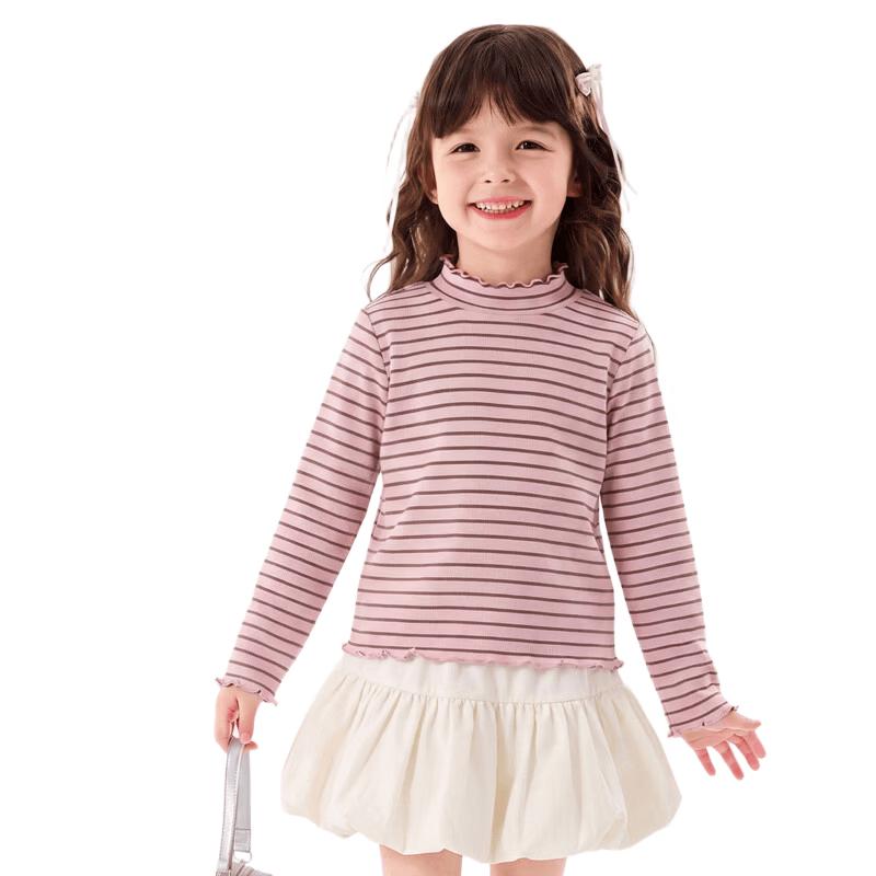 Girls' Striped Ruffle Long Sleeve Base Layer Top