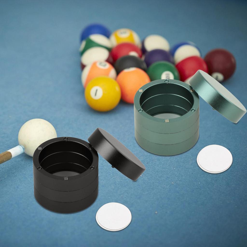 Pool Snooker Chalk Holder Protective Aluminum Alloy Practical Chalk Box Round