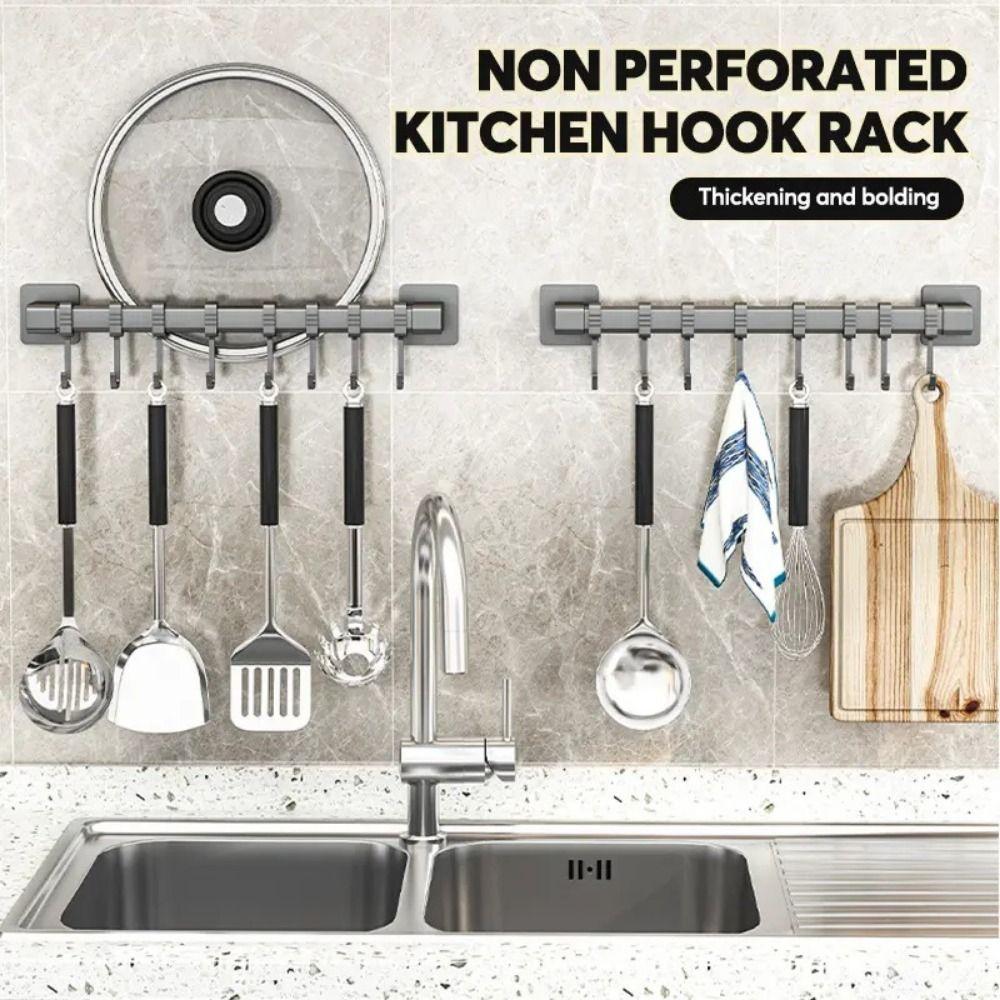 Adjustable Kitchen Hook Wall Mounted Hanging Rod New Storage Rack  Kitchen Utensils