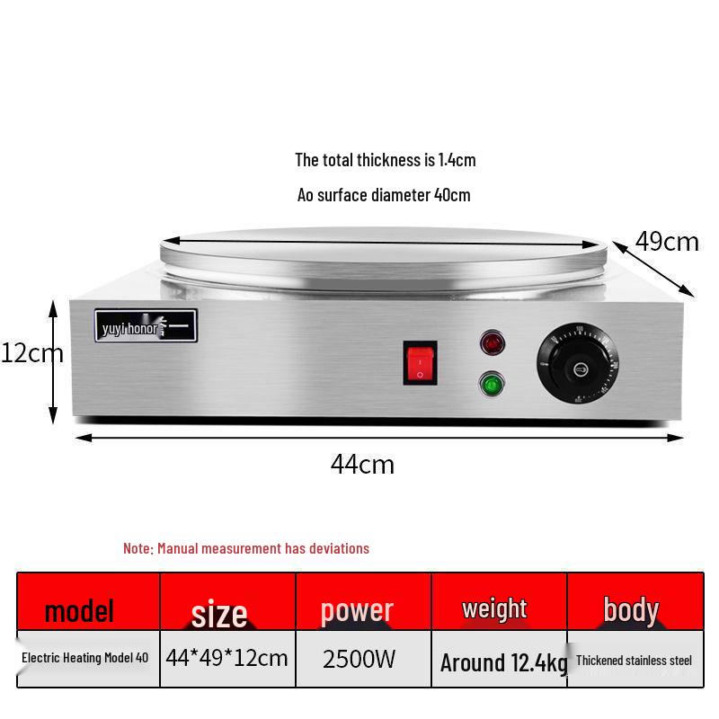 Electric Cast Iron Crepe & Pancake Griddle for Home Use